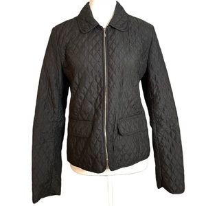 Ann Taylor Loft Black Quilted Zip Up Lightweight Jacket